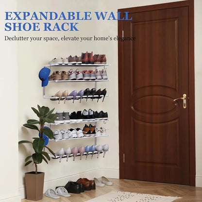 Wall Mounted Shoe Rack, 3 Tier Hanging Shoe Rack Holds 12 Pairs, Space Saving - Image 4