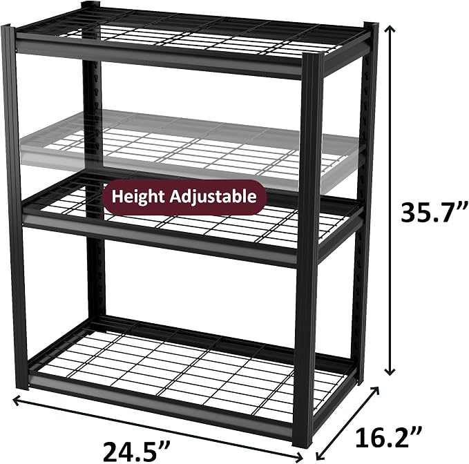Garage Shelving Heavy Duty 3-Tier Storage Shelves Metal Shelving 2000LBS Garage - Image 3