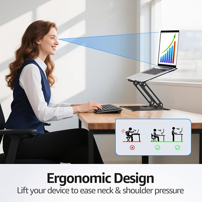 Urmust Laptop Notebook Stand Holder Adjustable Laptop Stand Portable Computer - Image 3