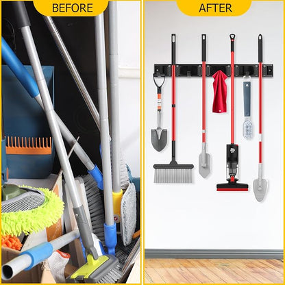 SLIIMU Movable 30'' Broom and Mop Holder Wall Mount - Image 6