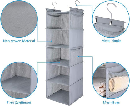 MAX Houser 5 Shelf Hanging Closet Organizer, Space Saver, Closet Hanging Shelves - Image 5