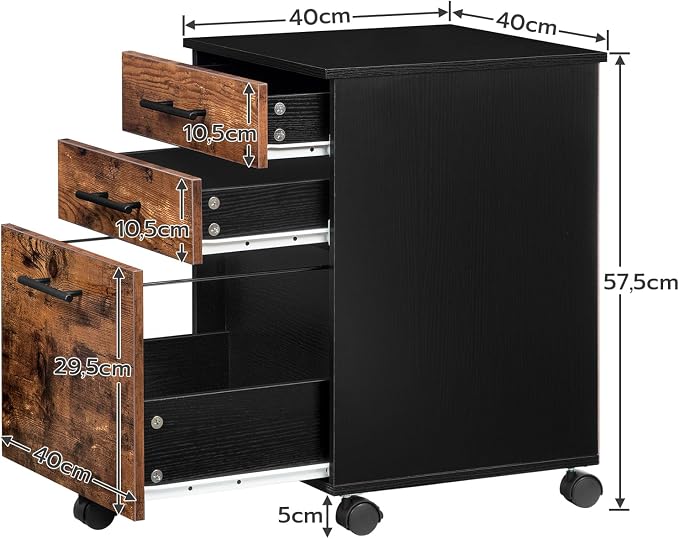 HOOBRO 3-Drawer File Cabinet, Wooden Under Desk Filing Cabinet, fits A4/Letter - Image 3