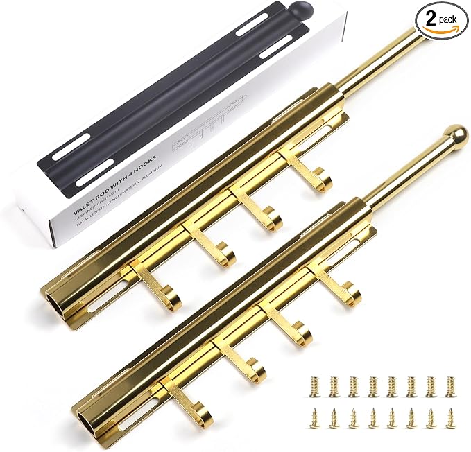 BaiNong Valet Rod for Closets Pull Out 12" Gold by BaiNong