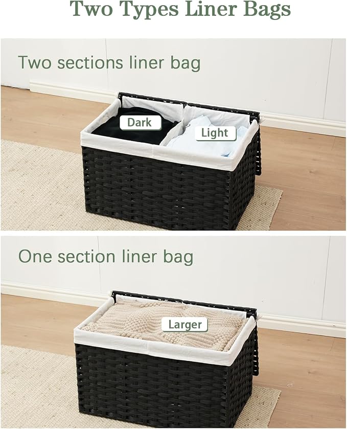 SETVSON Storage Basket with Lid PE Rattan Storage Basket 105L, 2 Removable - Image 7