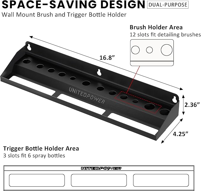UNITEDPOWER Brush and Trigger Bottle Holder, Wall Mount Storage Rack Organizer - Image 2