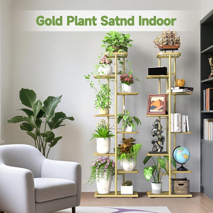 8 Tier 9 Potted Gold Plant Stand Indoor - Image 6