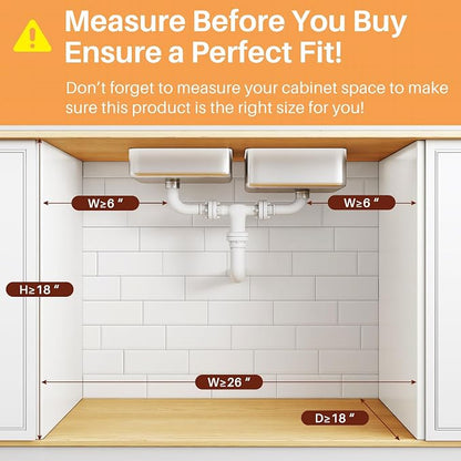 PXRACK Under Sink Organizer, 3-Tier 2-Pack Adjustable Height Pull Out Under - Image 2