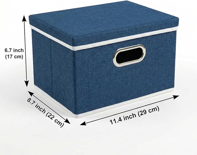 PRANDOM Storage Bins with Lids Linen Fabric Foldable Storage Boxes Organizer - Image 3