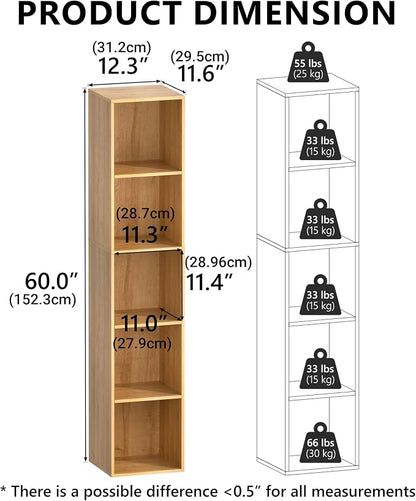 5 Cube Storage Organizer, 5 Tier Cube Low Bookcase Freestanding Storage Display - Image 3