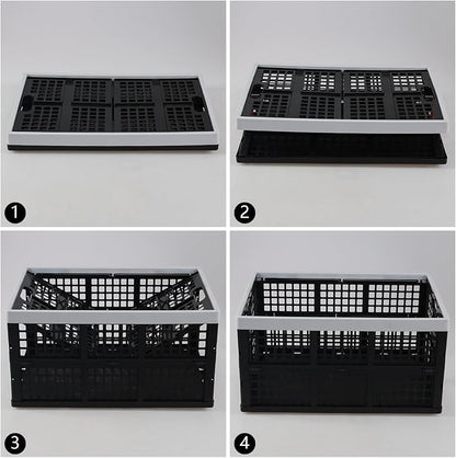 4 Pack 42 L Large Plastic Collapsible Storage Crates, Folding Stackable Storage - Image 4