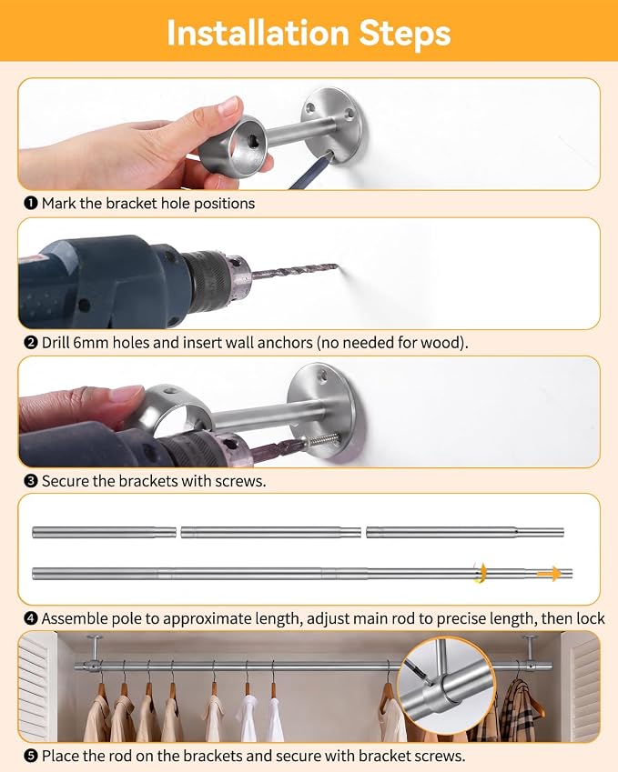 Supforce Ceiling Mounted Closet Rods - Image 9