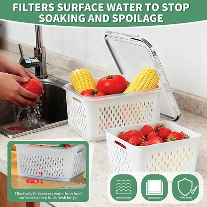 3 Pcs Fruit Containers for Fridge, Strawberry Storage Containers for Fridge - Image 2