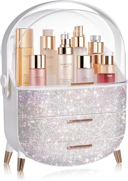 MASSY Egg Shape Makeup Storage Box, Countertop Portable Vanity Cosmetics by MASSY