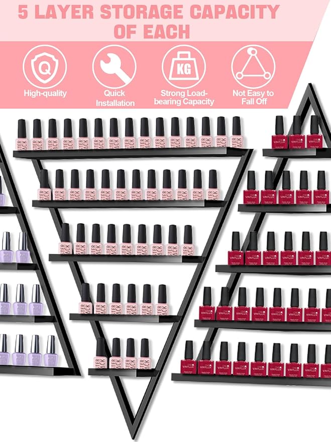EBANKU 10PCS Nail Polish Racks 5 Tiers Nail Polish Shelf - Image 5