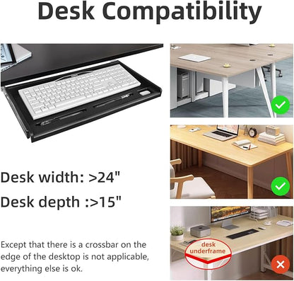 TOOCUST Under Desk Keyboard Tray, Desk Extender - Image 4