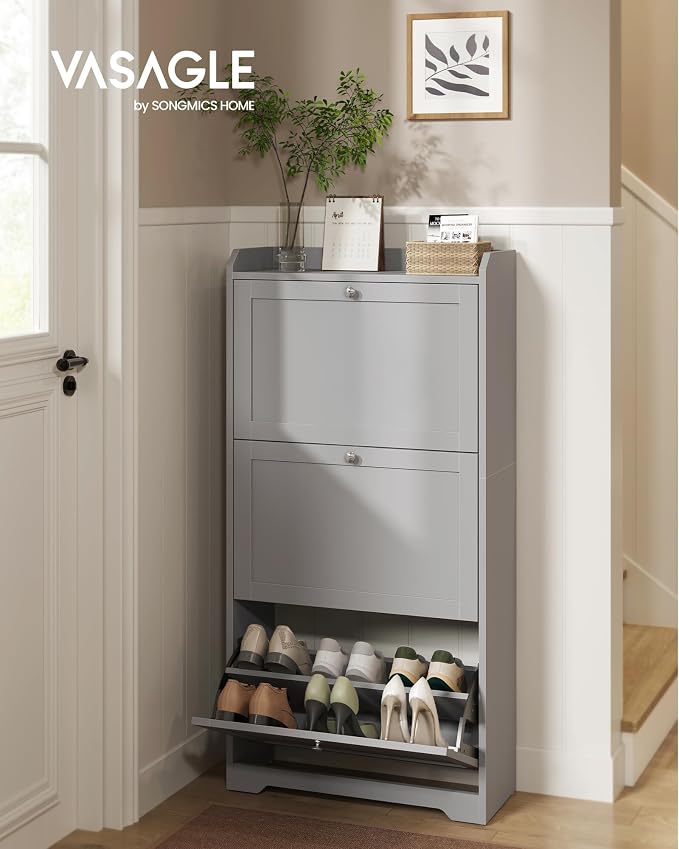 VASAGLE Shoe Organizer, Adjustable Dividers, Dove Gray | Adjustable and - Image 2