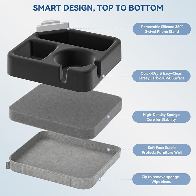 Couch Cup Holder Tray Couch Cup Holder Pillow Soft Sofa Caddy Drink Holder - Image 3