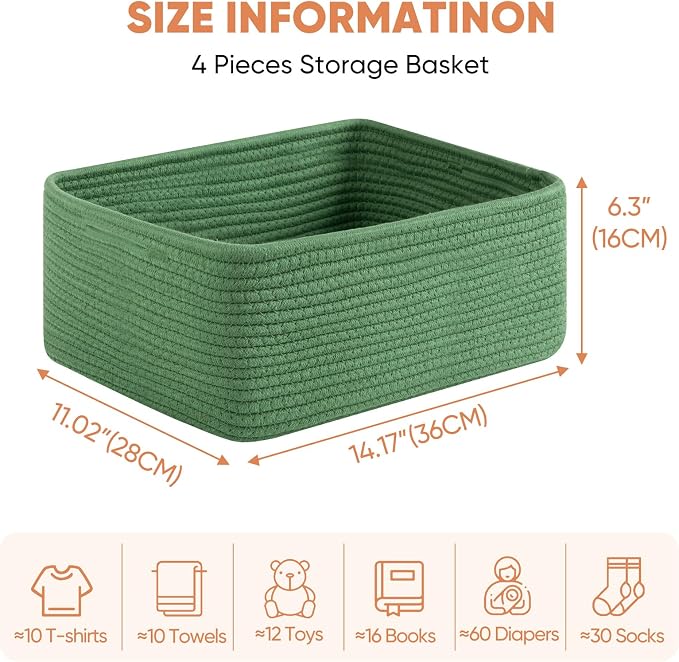 OIAHOMY 4 Pack 14.17*11.02*6.3IN Storage Baskets - Image 2