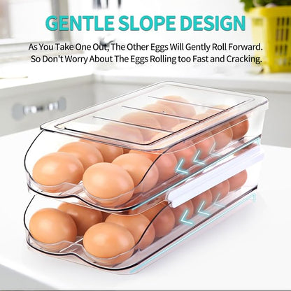 Egg Holder for Fridge, Automatic Rolling Egg Container for Refrigerator - Image 2