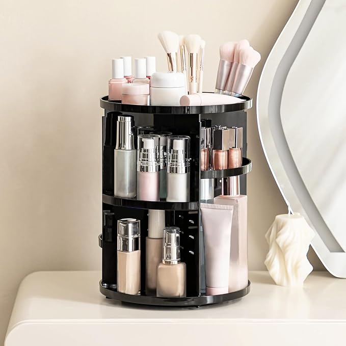HBlife 360 Rotating Makeup Organizer Adjustable Carousel Large Capacity - Image 2