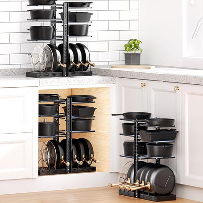 LAMU Pots and Pans Organizer under Cabinet, Adjustable Height Up to 24'' - Image 7