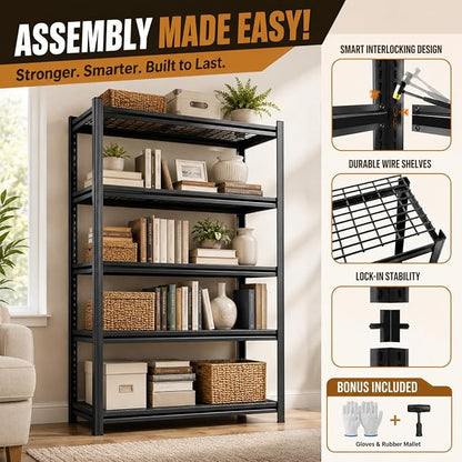 Heavy Duty Metal Bookshelf Adjustable Storage Shelving Unit - Image 8
