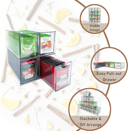 AZEZO 4-Pack Tea Bag Drawers Organizer - Image 4