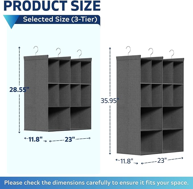Ofiray-home 3 Tier Hanging Closet Organizer, 10 Compartments Sweater Organizer - Image 2