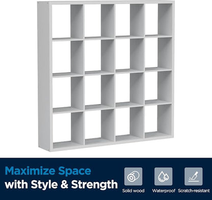 16-Cube Storage Organizer Bookcase, Thick Frame Wood Grain Storage Shelf - Image 8