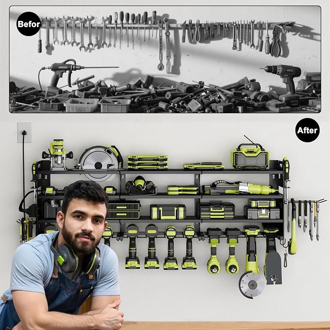 12 Cordless Drill Holder Large Power Tool Organizer Wall Mount - Image 5