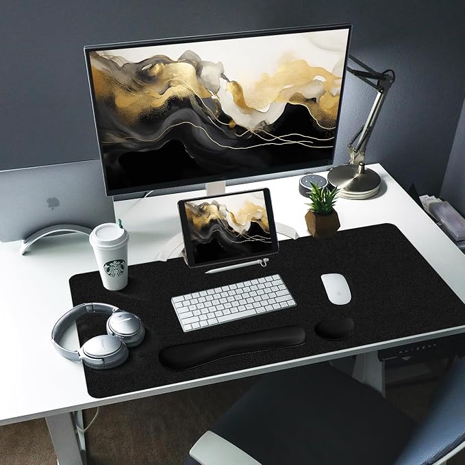 Leather Desk Pad, Non-Slip Desk Protector Mat, Leather Desk Blotter, Computer - Image 2