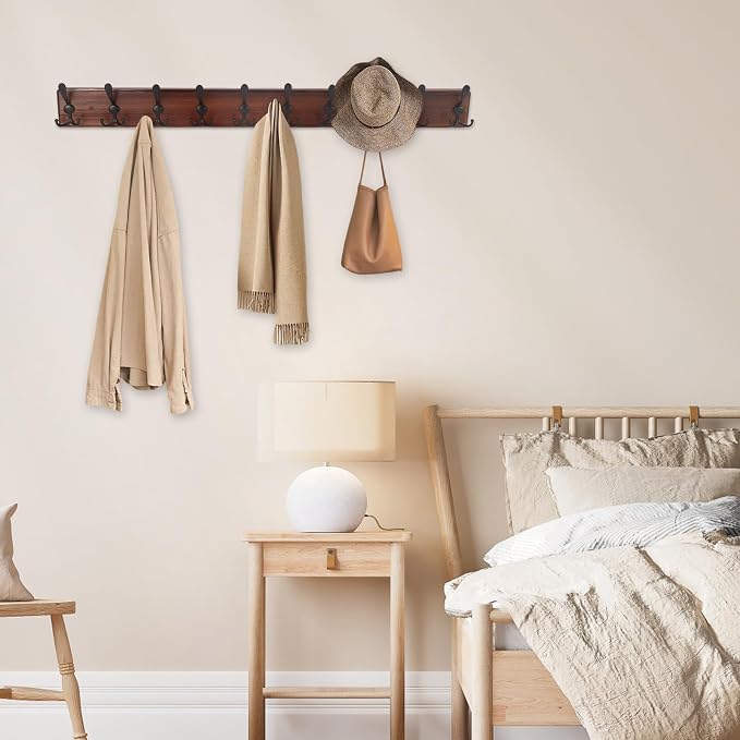 38.6'' Large Coat Rack Wall Mount Coat Hooks Coat Hanger - Image 6