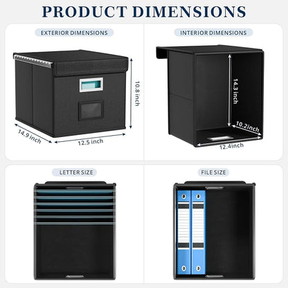 File Organizer Box with Lids, Collapsible File Folder Organizer | File Box with - Image 3