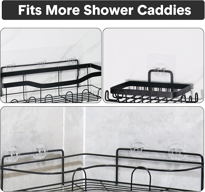3 Pack Shower Caddy Adhesive Replacement, Strong Adhesive Hooks - Image 7