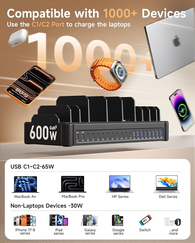 20-Port 600W Charging Station for Multiple Devices - Image 4