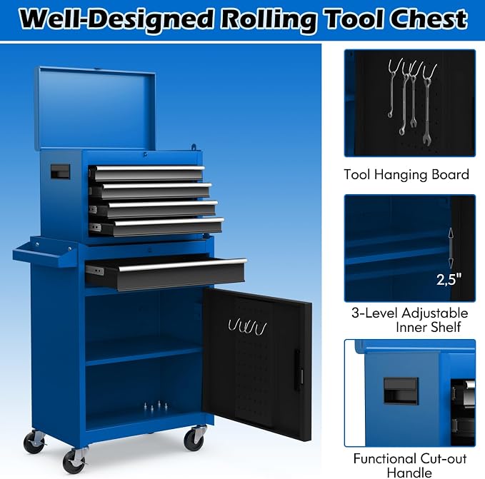 Goplus Tool Chest, 5-Drawer Rolling Cabinet - Image 7