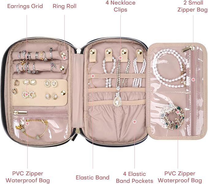 Jewelry Travel Case Organizer for Necklaces, Soft Sided - Image 3