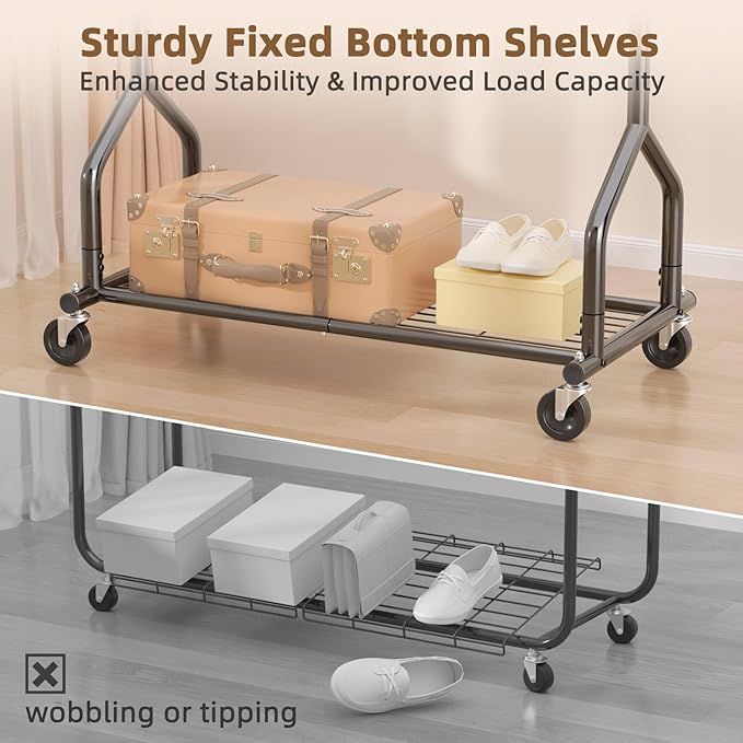EAGMAK Heavy Duty Clothes Rack Load 424 LBS, Rolling Clothing Rack - Image 6