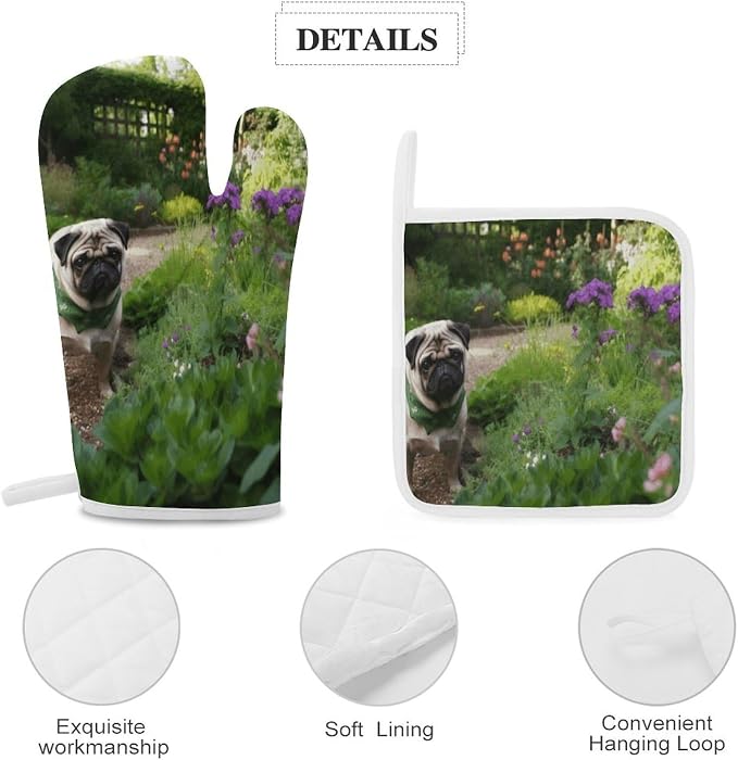 DOD in The Garden Oven Mitts and Pot Holders 3pcs Set | Polyester Heat - Image 4