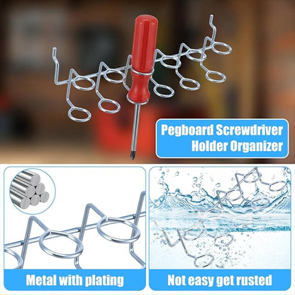 Kenaoeoe 9 Pcs Pegboard Screwdriver Holders Stainless Steel Multi-Ring Peg - Image 5
