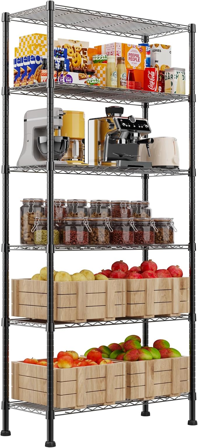 REGILLER 6-Wire Shelving Metal Storage Rack Adjustable Shelves, Standing - Image 8