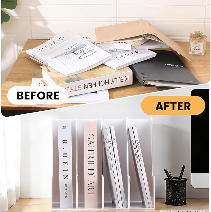 CiWiVOKi Vertical Magazine File Holder, 4 Pack, Notebooks and Paperwork - Image 7