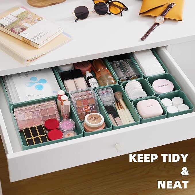 CHANCETSUI 11-Piece Stackable Drawer Organizer Set, Stationery, Utensils in - Image 3