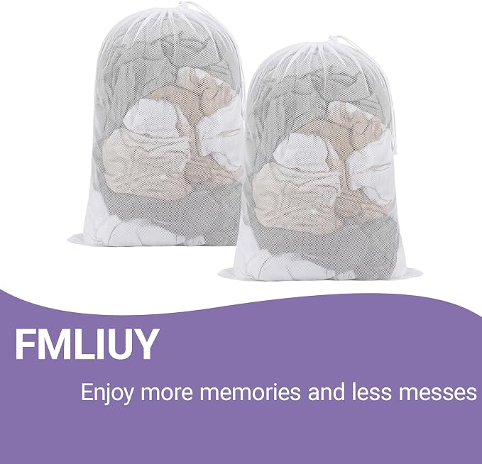 2 Pack XL Mesh Laundry Bags, Machine Washable Heavy Duty Mesh Storage Bag - Image 8