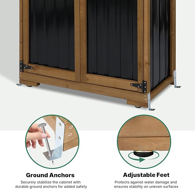 Ketive Outdoor Storage Cabinet, Tall Tool Garden Cabinet - Image 6