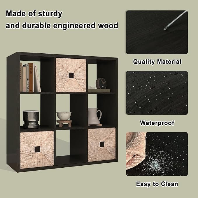 [2026 Wooden Thick Frame 9 Cube Storage Organizer Shelf - Image 4