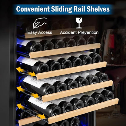 Wine Fridge 24 Inch, 190 Bottles Freestanding or Built-in Wine Cooler - Image 2