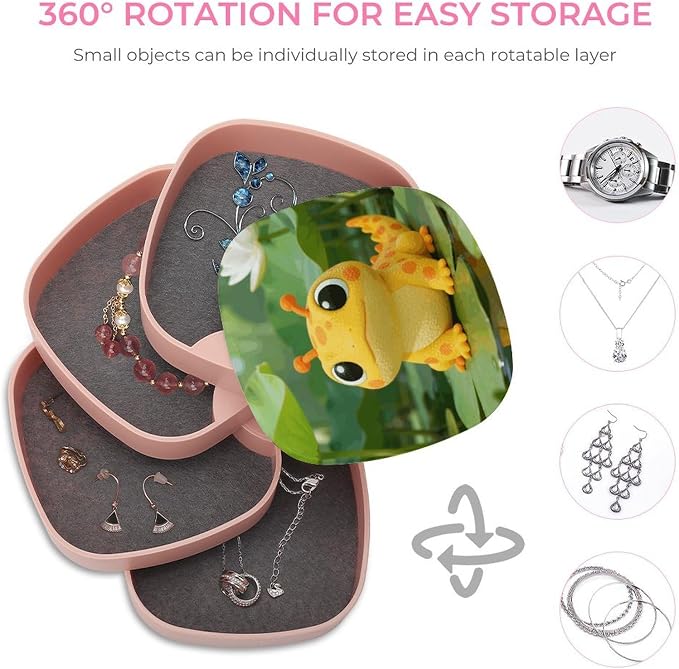 Cute Cartoon Salamander Rotating Jewelry Organizer Box 4-Layer 360° Rotatable - Image 4