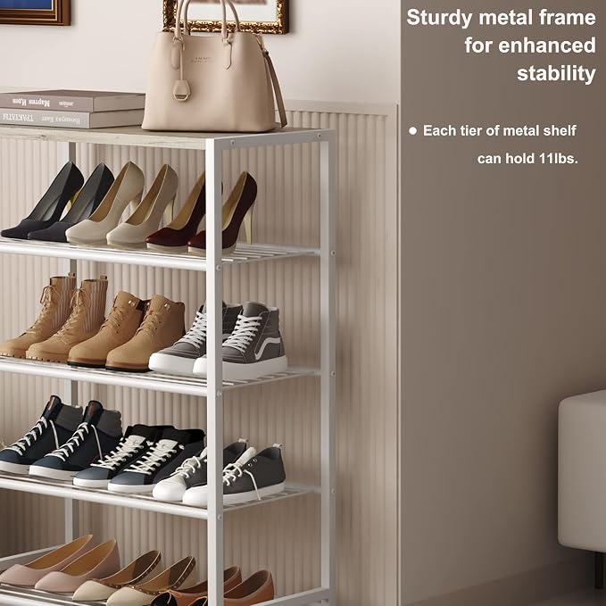 HOMEFORT 5-Tier Shoe Rack, Storage Shelf, Industrial Tower, Narrow Organizer - Image 6