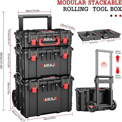 Rolling Tool Box with Wheels Heavy Duty, Modular Stackable Tool Box Organizer - Image 3